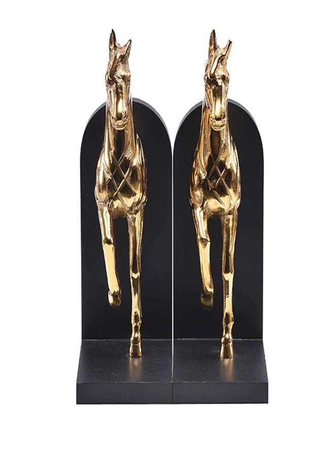 VOIDROP- Set of 2 Trotting Horse Bookend -bookends-Decorative Book Ends Horse,Horse Book Holder,Gold Book Holder,Book Shelf Accent,Decoration for Library Office Home heavybooks- Metal;Aluminium- Gold - Image 5